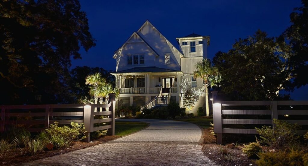 This property in Mt. Pleasant shows use of native, low-maintenance plants and environmentally-friendly landscape lighting.