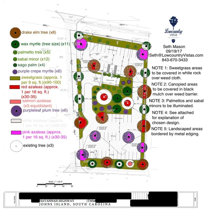 Seth Mason Charleston SC Commercial Landscape Design Drawing